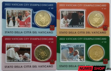 Vatikán 4 x 50 cent + stamp 2022 Coin Card