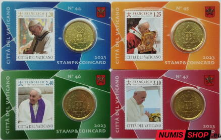 Vatikán 4 x 50 cent + stamp 2023 Coin Card