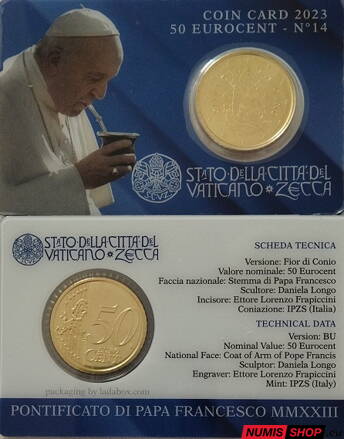 Vatikán 50 cent 2023 Coin Card