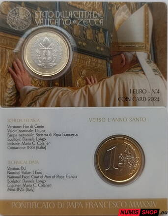 Vatikán 1 euro 2024 Coin Card - Svätá brána