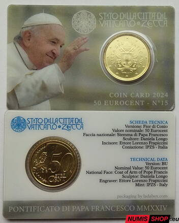 Vatikán 50 cent 2024 Coin Card