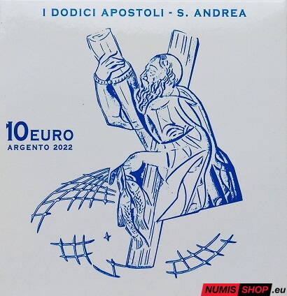 10 euro Vatikán 2022 - 12 apoštolov - Svätý Ondrej - PROOF