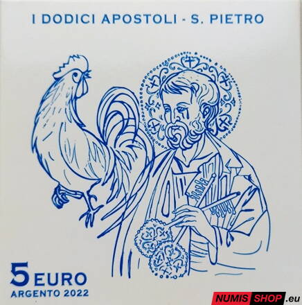 5 euro Vatikán 2022 - 12 apoštolov - Svätý Peter - PROOF