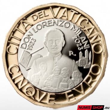 5 euro Vatikán 2023 - Don Lozenzo Milani - PROOF