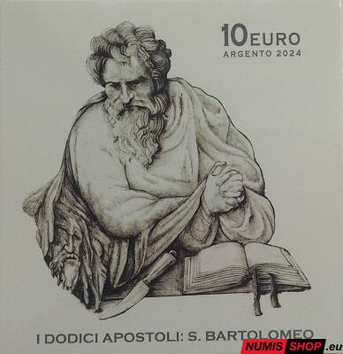 10 euro Vatikán 2024 - 12 apoštolov - Svätý Bartolomej - PROOF
