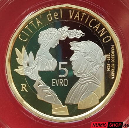 5 euro Vatikán 2024 - Francesco Petrarca - PROOF