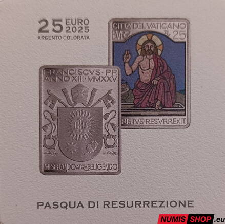 25 euro Vatikán 2025 - Veľká Noc - Zmŕtvychvstanie - kolorovaná - PROOF