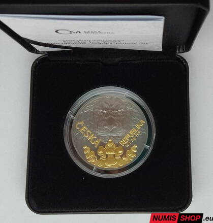 Česká republika - 1 oz Český lev s černou platinou a selektivní pokov Au - 2023