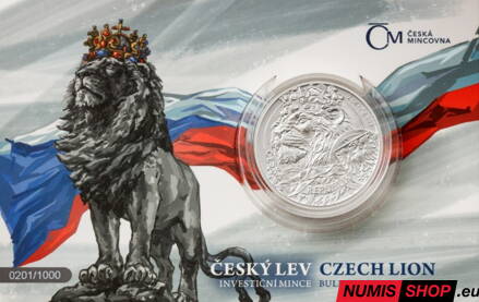 Česká republika - 2 oz Český lev - 2025 - číslovaný v karte