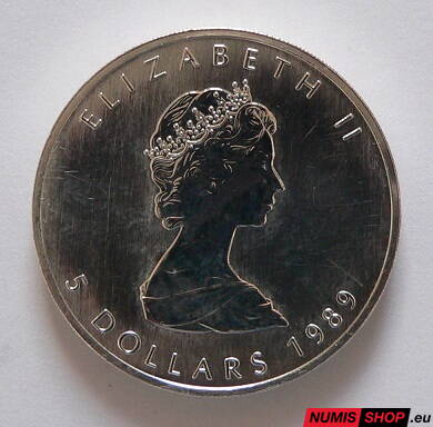 Kanada - 1 oz Maple Leaf - 1989 - investičné striebro