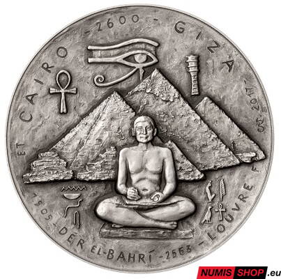 Strieborná minca - Cvengrošová - Poklady starých civilizácií III. - pyramídy v Gíze - vysoký reliéf