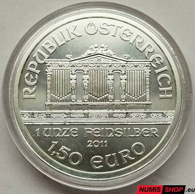 Rakúsko - 1 oz Philharmoniker - 2011 - investičné striebro