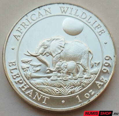 Somali republic - 1 oz African Wildlife - Elephant - 2011 - investičné striebro