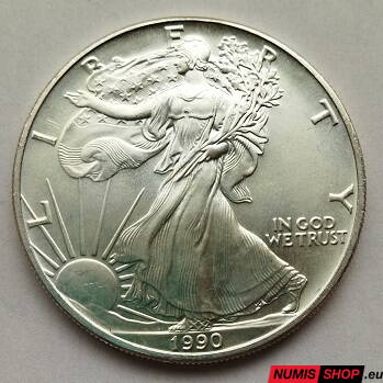 USA - 1 oz American Silver Eagle - 1990 - investičné striebro