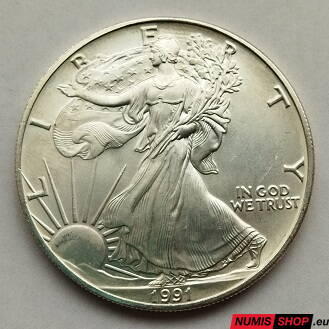 USA - 1 oz American Silver Eagle - 1991 - investičné striebro