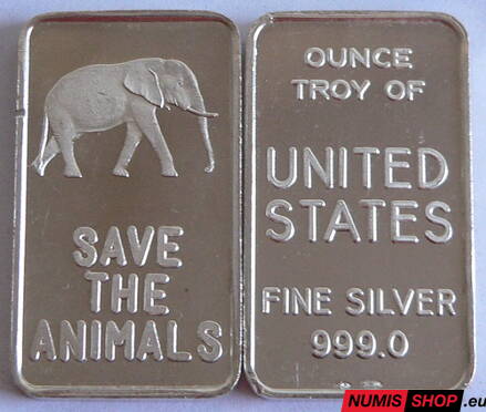 Strieborná tehla 1 oz - Save the Animals