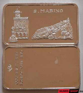 Strieborná tehla 1 oz - San Marino