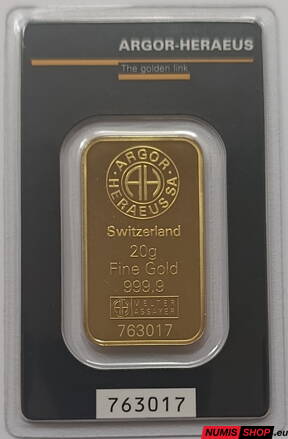Zlatá investičná tehlička - Argor Heraeus - 20 g