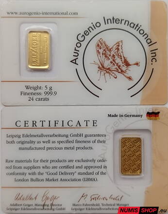 Zlatá investičná tehlička - AuroGenio - 5 g