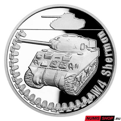 Strieborná minca 1 oz - Obrnená technika - M4 Sherman - proof