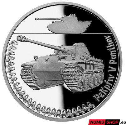 Strieborná minca 1 oz - Obrnená technika - PzKpfw V Panther  - proof