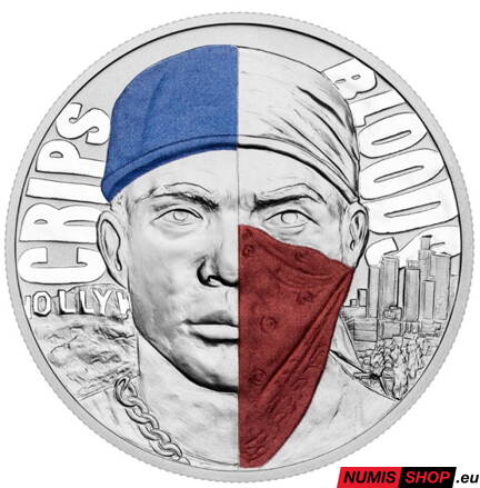 Strieborná medaila - Svetové gangy - Crips and Bloods - reverse proof