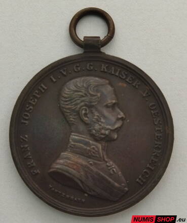 Rakúsko-Uhorsko - Franz Joseph I. - bronzová medaila - Der Tapferkeit (Za statočnosť)
