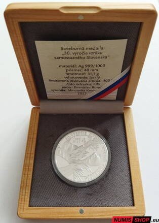 Strieborná medaila - 30. výročie vzniku Slovenskej republiky