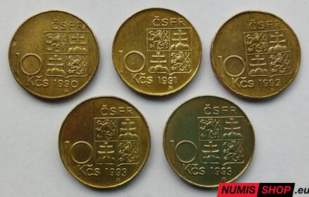5 x 10 koruna - Československo - 1990-1993 - KOMPLET