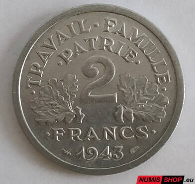 2 francs - Vichystické Francúzsko (Francúzsky štát) - 1941 - 1944