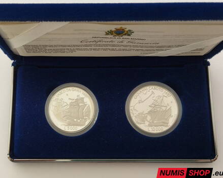 San Maríno - 5000 + 10 000 lír - 1997 - Vasco de Gama - John Cabot - PROOF