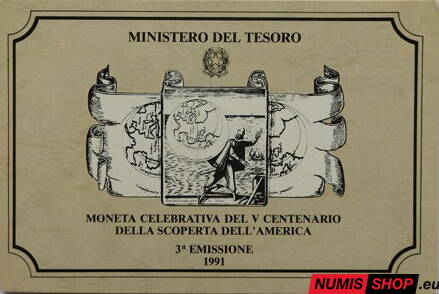 500 lír Taliansko - 1991 - Objavenie Ameriky
