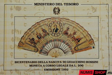 500 lír Taliansko - 1992 - Gioachino Rossini