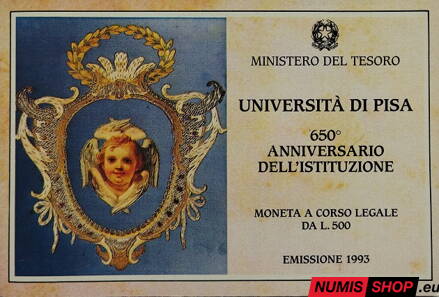 500 lír Taliansko - 1993 - Univerzita v Pise