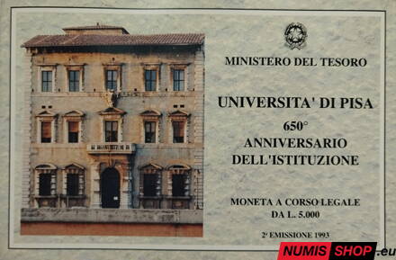 5000 lír Taliansko - 1993 - Univerzita v Pise