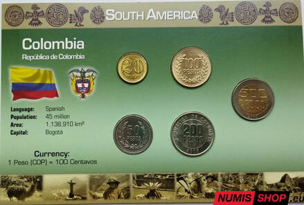 Kolumbia - sada mincí mix - UNC