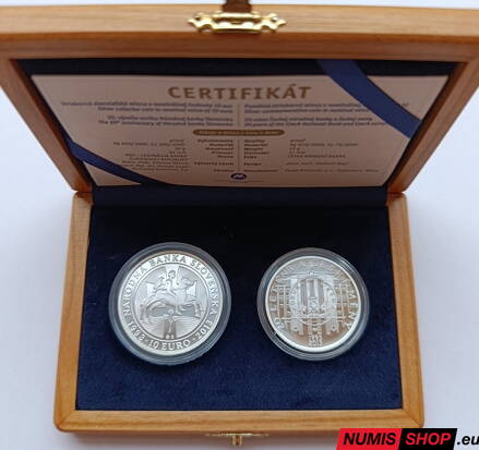 Sada mincí 2013 - 10 eur + 200 Kč 20. výročie NBS a ČNB PROOF - privátne vydanie