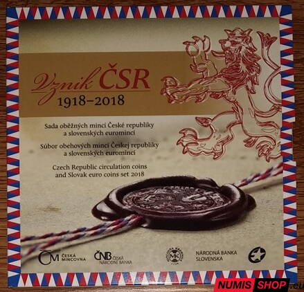 Sada mincí SR a ČR 2018 - Vznik ČSR