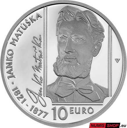 10 eur Slovensko 2021 - Janko Matúška - PROOF