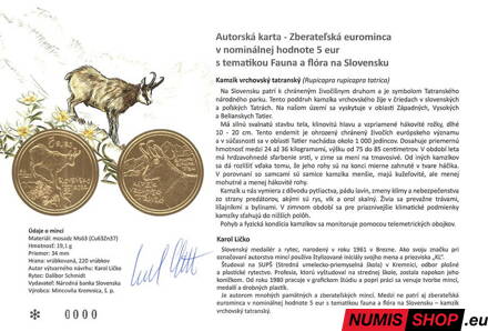 5 eur Slovensko 2022 - Kamzík vrchovský tatranský - autorská karta