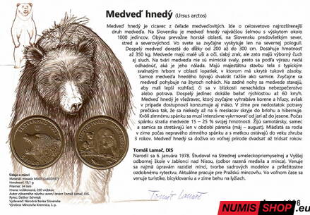 5 eur Slovensko 2023 - Medveď hnedý - autorská karta