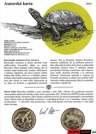 5 eur Slovensko 2026 - Korytnačka močiarna - autorská karta