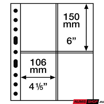Listy GRANDE - 4 priehradky zvislo - priehľadné