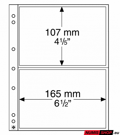 Listy NUMIS - 2 priehradky - priehľadné