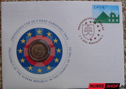 Slovensko 2 euro 2016 - Predsedníctvo - numizmatická obálka